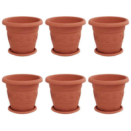 Macetas 6 Pcs Rojo Ladrillo Ø 26 X 21.5 Cm Plástico_0