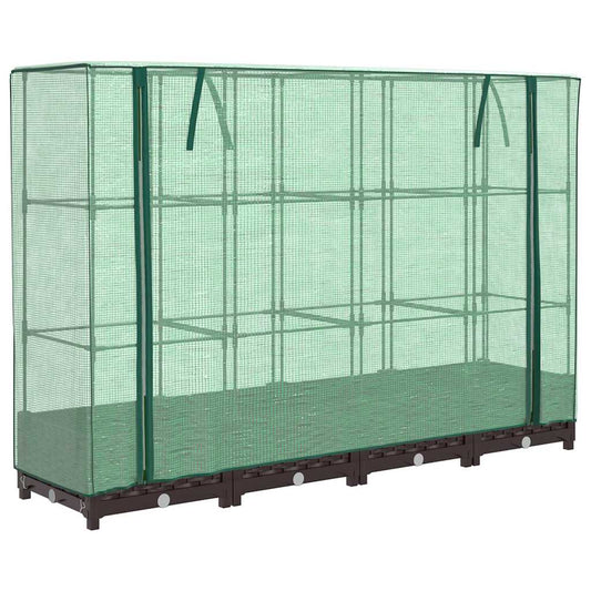Arriate Con Cubierta Invernadero Aspecto Ratán 160x40x123 Cm_0