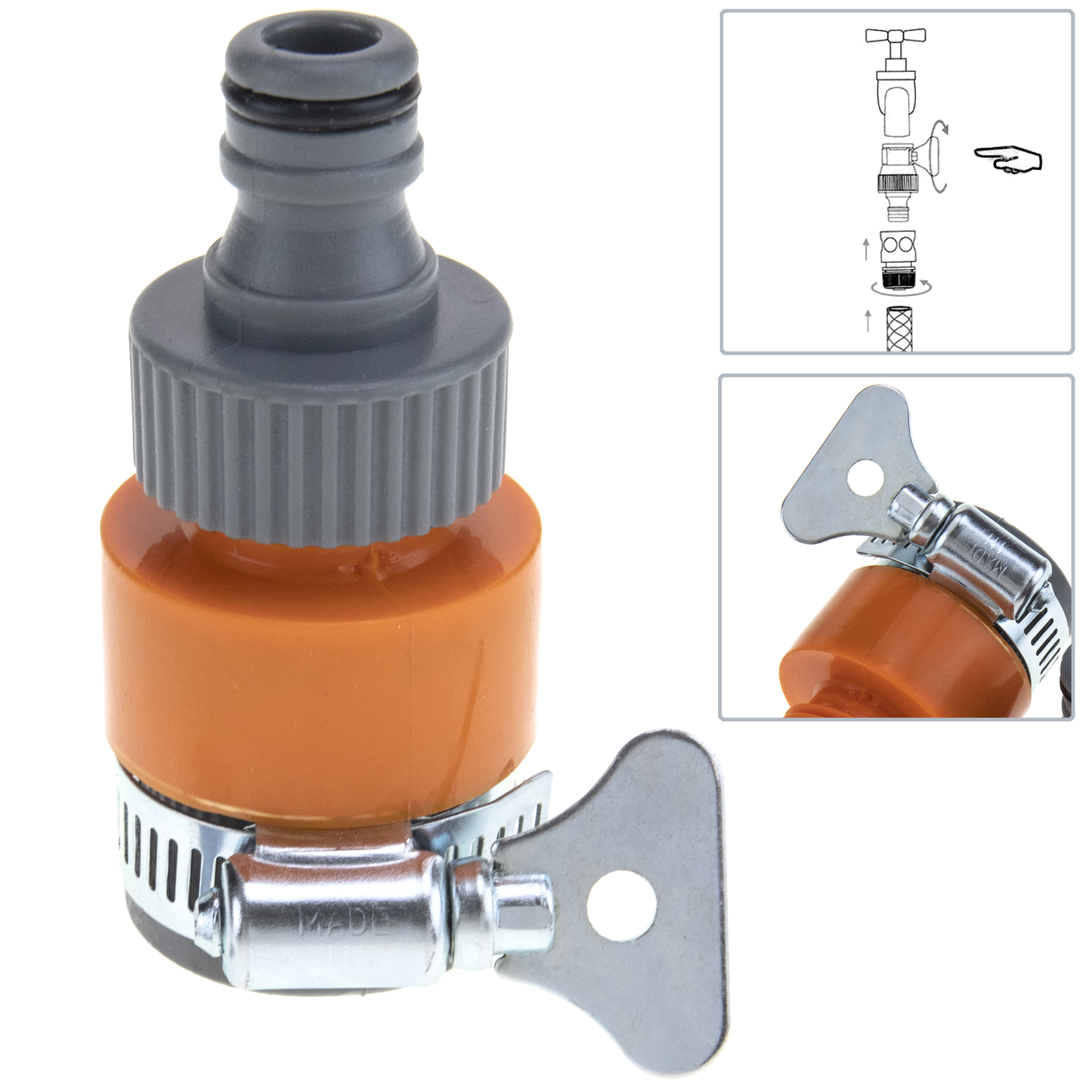 Adaptador Para Grifo Sin Rosca Con Abrazadera Y Enchufe Rápido_1