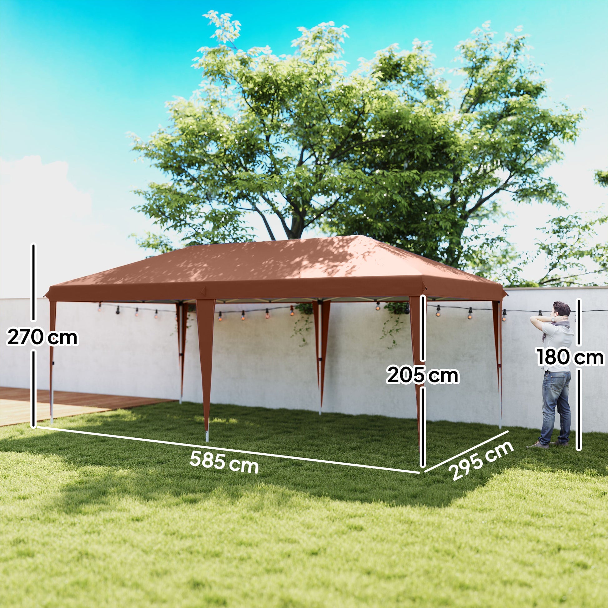Outsunny Carpa Plegable 6x3 M Con Altura Ajustable Anti-uv Café_2