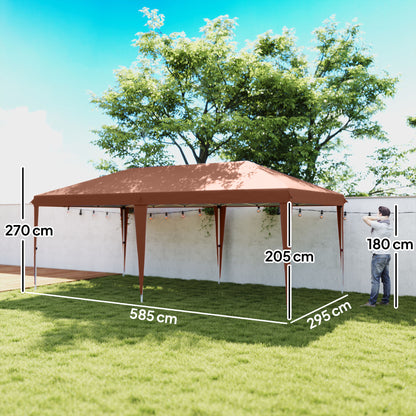 Outsunny Carpa Plegable 6x3 M Con Altura Ajustable Anti-uv Café_2