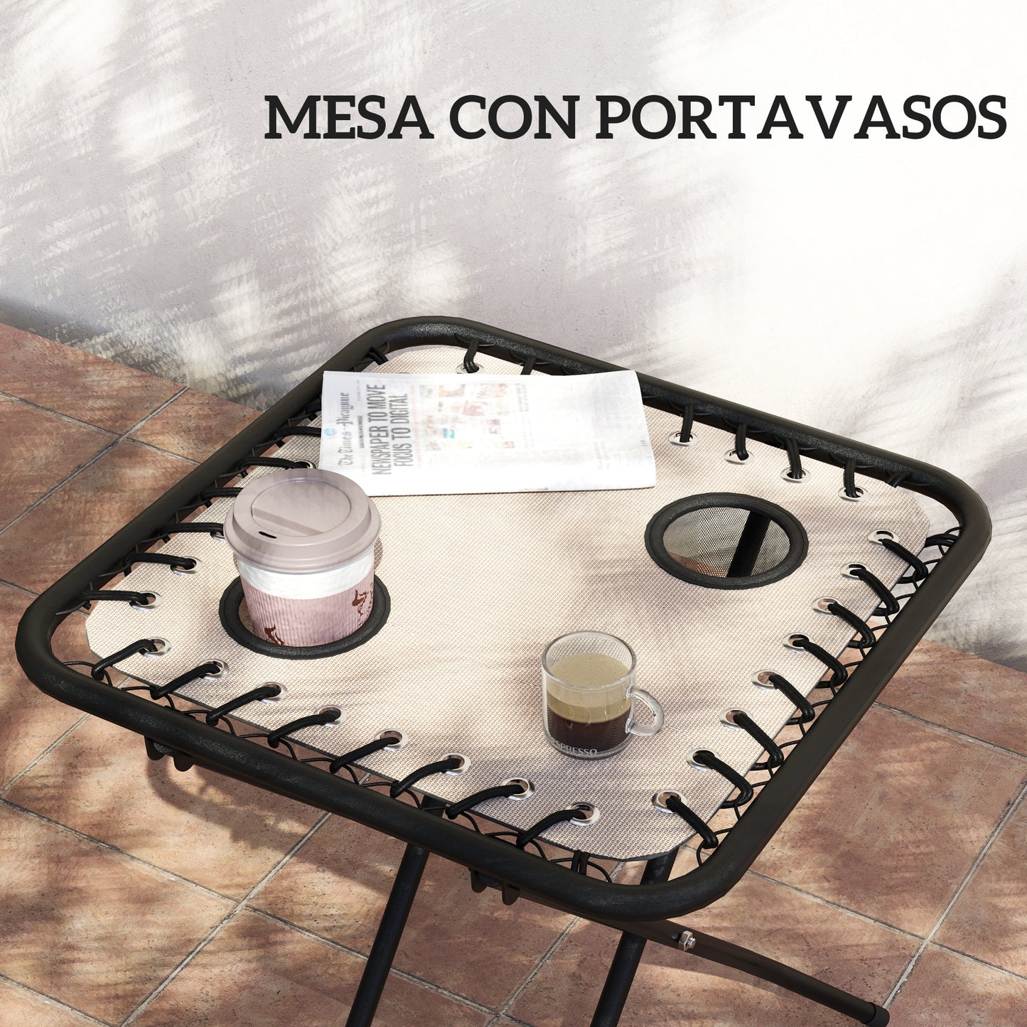 Outsunny Set De 2 Tumbonas Jardín Exterior Con Mesa Auxiliar Reposabrazos Negro_4