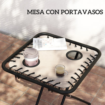 Outsunny Set De 2 Tumbonas Jardín Exterior Con Mesa Auxiliar Reposabrazos Negro_4