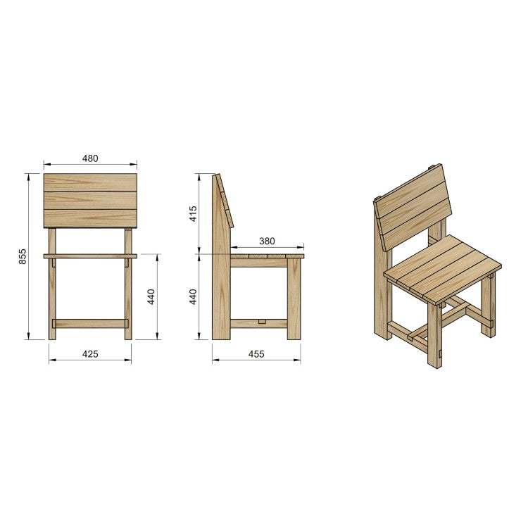 Silla De Madera De Exterior Masgames Batea Madera Sin Pintar.