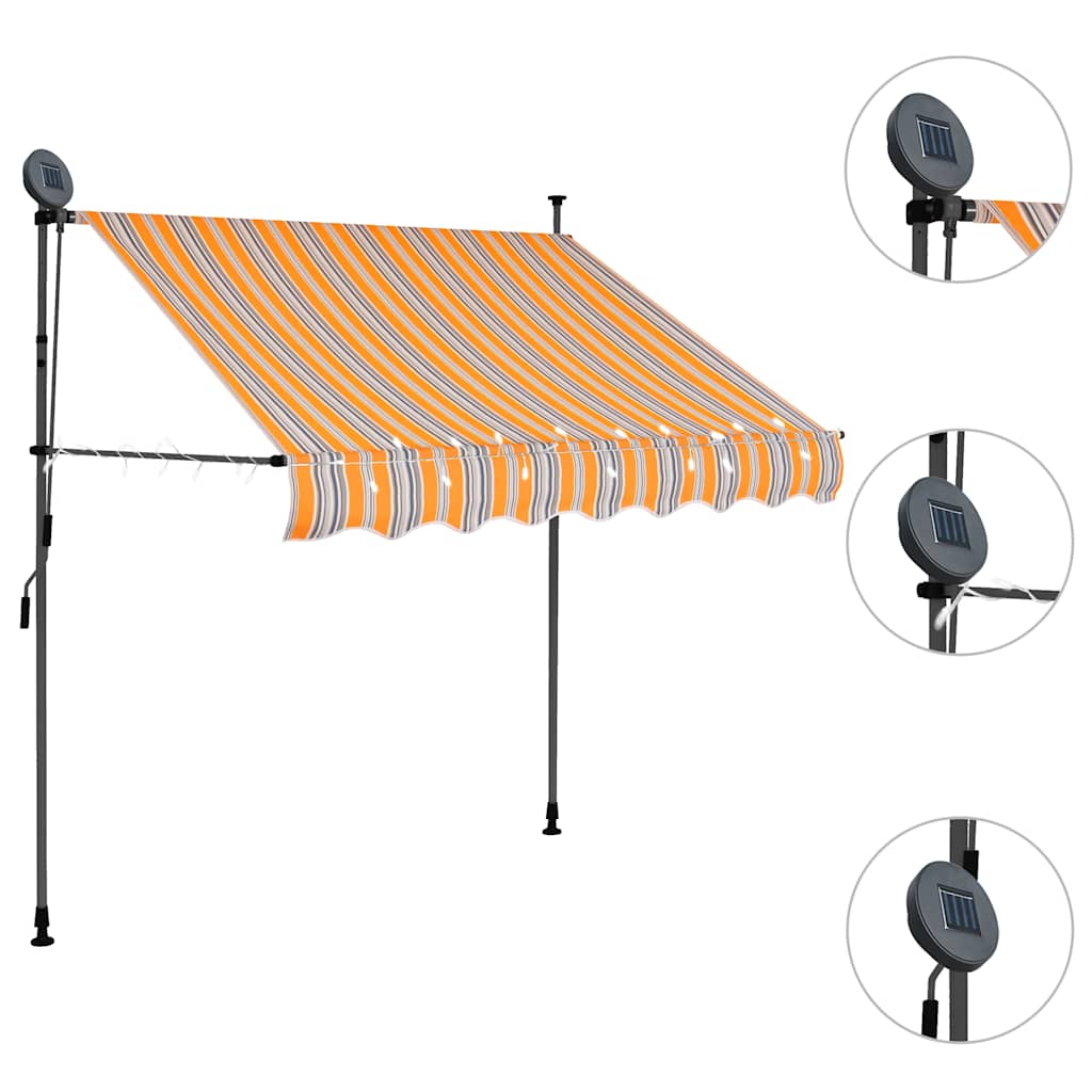 Toldo Manual Retráctil Con Led Amarillo Y Azul 200 Cm_2