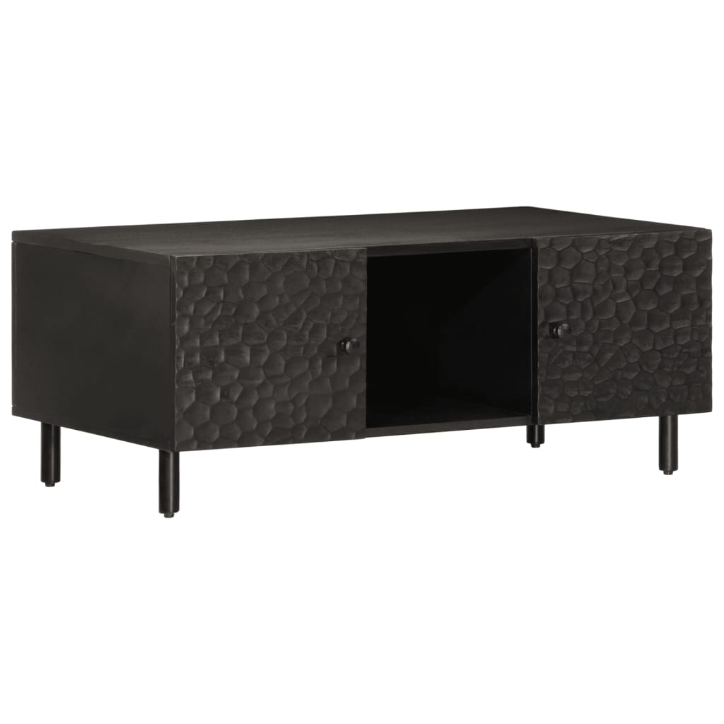 Mesa De Centro Madera Maciza De Mango Negra 100x54x40 Cm_0