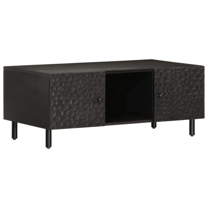 Mesa De Centro Madera Maciza De Mango Negra 100x54x40 Cm_0