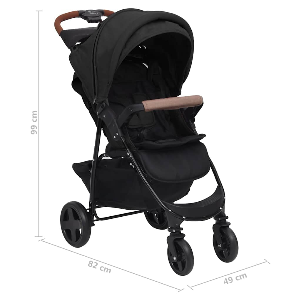 Vidaxl Cochecito De Bebé 2 En 1 De Acero Gris Antracita_2