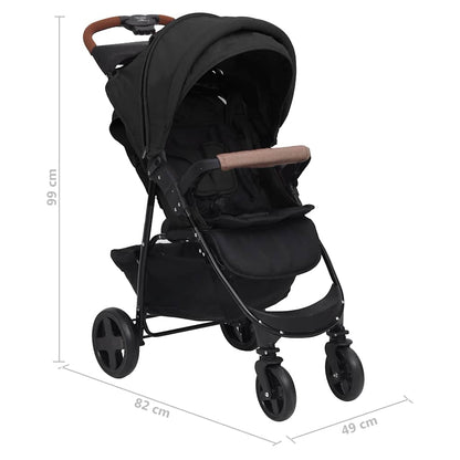 Vidaxl Cochecito De Bebé 3 En 1 De Acero Gris Antracita_2