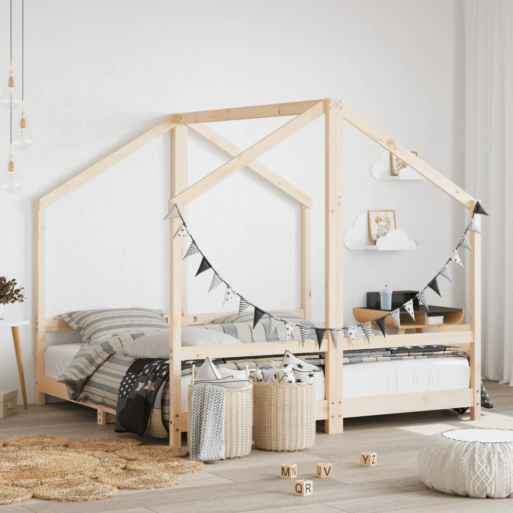 Vidaxl Estructura De Cama De Niños Madera Maciza De Pino 2x(80x160) Cm_1