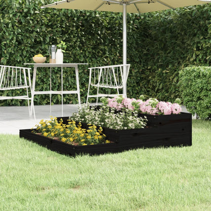 Jardinera Madera Maciza De Pino Negro 107x107x27 Cm_1