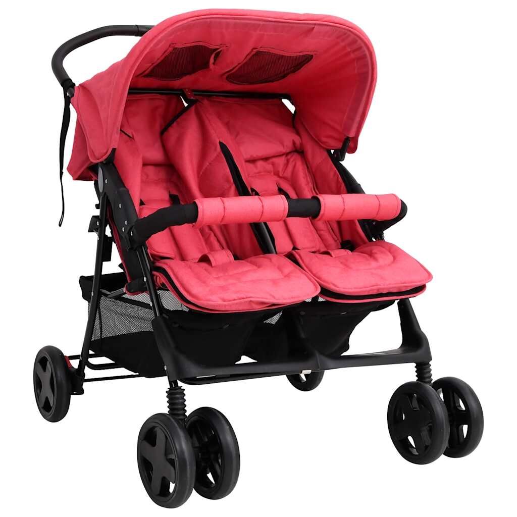 Vidaxl Carrito Para Gemelos De Acero Rojo_0