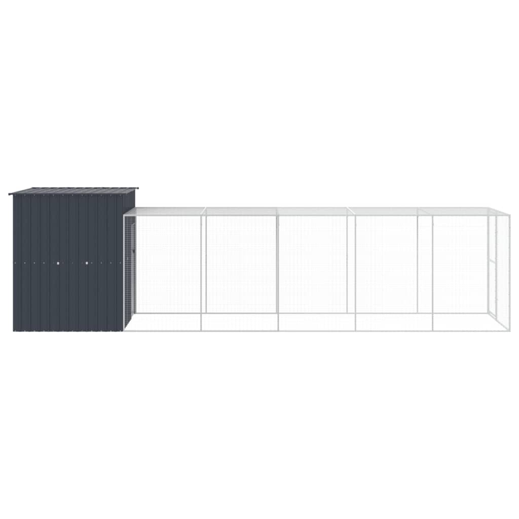 Vidaxl Gallinero Con Corral Acero Galvanizado Gris 165x659x181 Cm_3