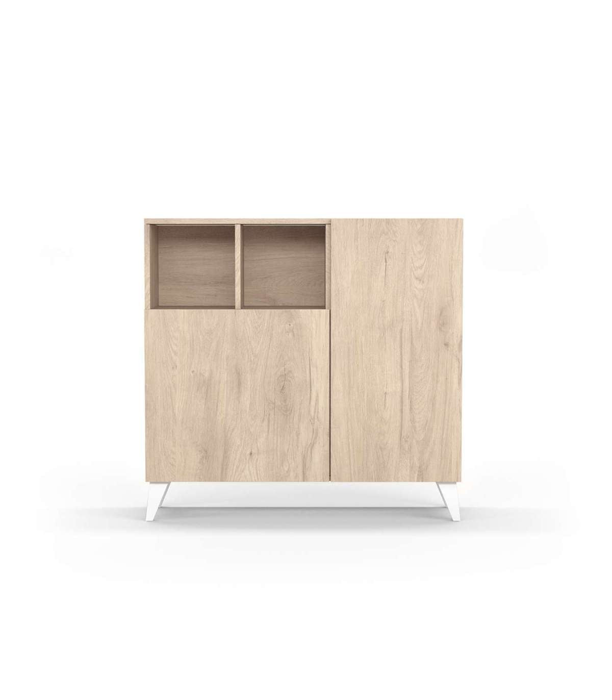 Zapatero Modelo 510, Acabado Roble Claro, Patas Blanco, 90x90x26 (alto X Ancho X Fondo)_0