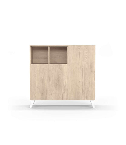 Zapatero Modelo 510, Acabado Roble Claro, Patas Blanco, 90x90x26 (alto X Ancho X Fondo)_0