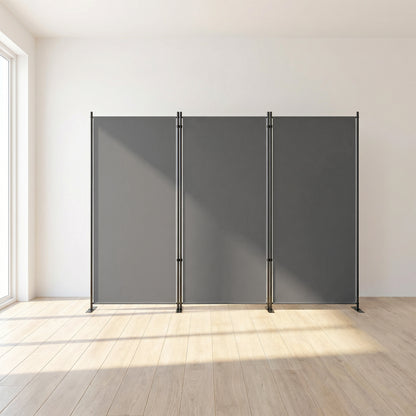 Outsunny Biombo Plegable De 3 Paneles, 260x180 Cm Protección Upf 30+ Gris Oscuro_1