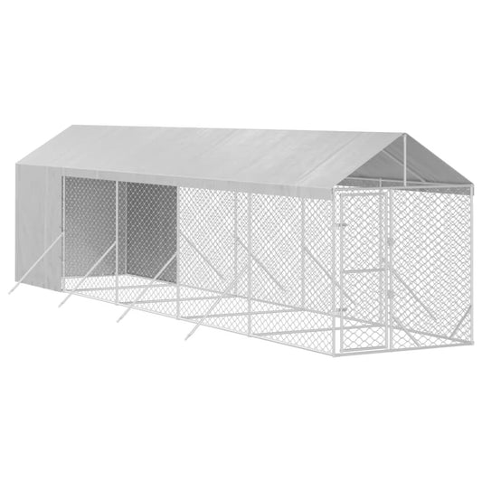 Vidaxl Perrera De Exterior Con Toldo Acero Galvanizado Plata 2x10x2,5m_0
