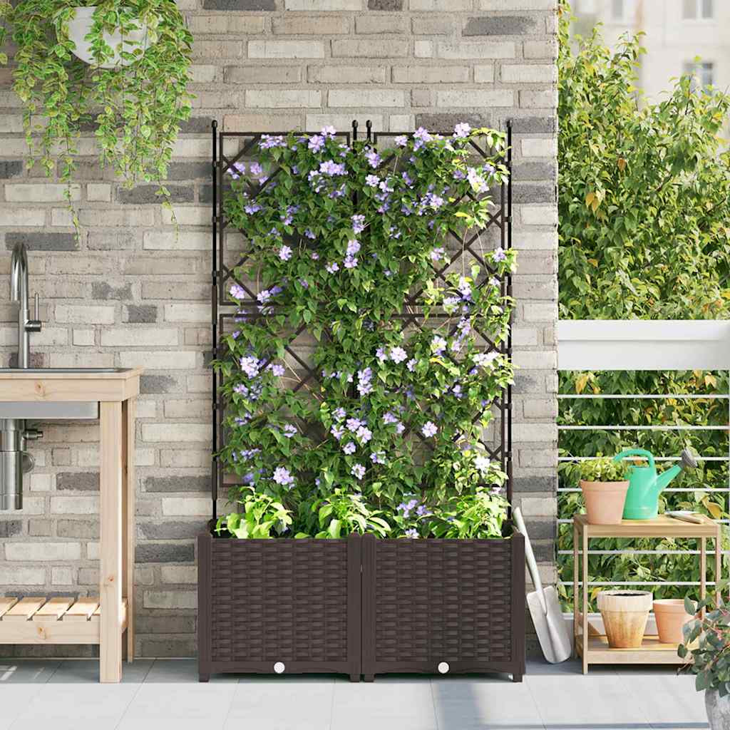 Vidaxl Maceta De Jardín Con Enrejado 2 Pcs Marrón 80 X 40 X 143 Cm Pp_1