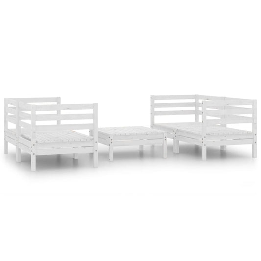 Juego De Muebles De Jardín 5 Pzas Madera Maciza De Pino Blanco / Vetonek_0