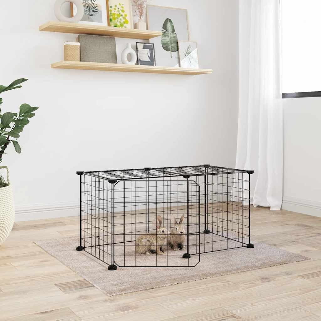 Vidaxl Jaula Para Mascotas De 8 Paneles Con Puerta Acero Negro 35x35cm_1