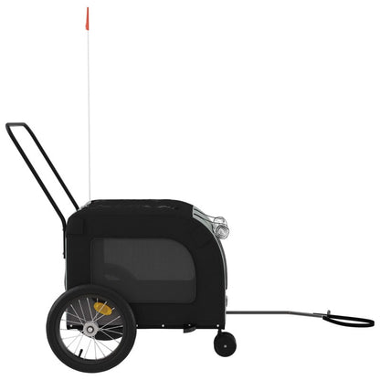 Vidaxl Remolque Bicicleta Para Mascotas Hierro Tela Oxford Negro Gris_5