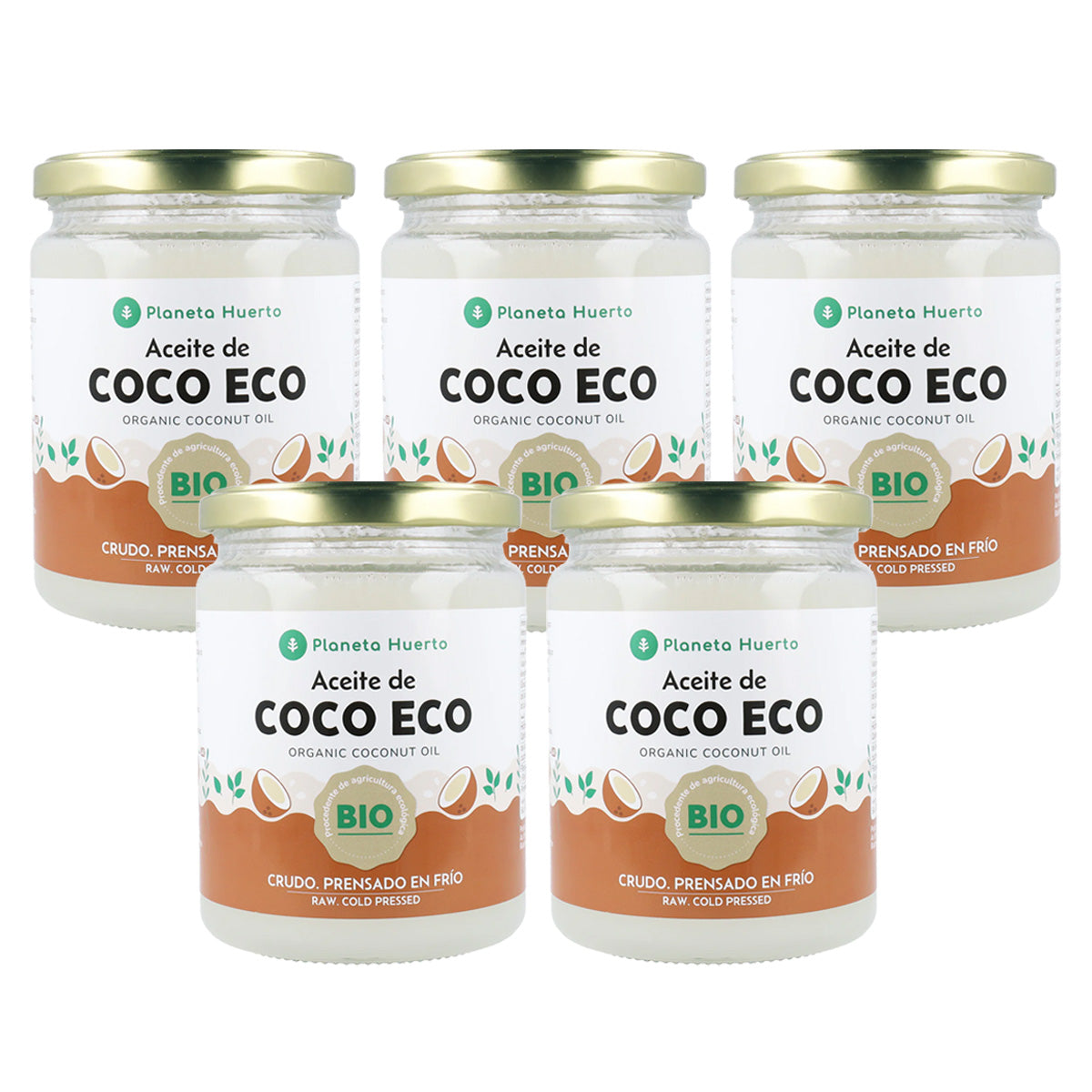 Pack 5x Aceite de coco ECO Planeta Huerto 430 ml