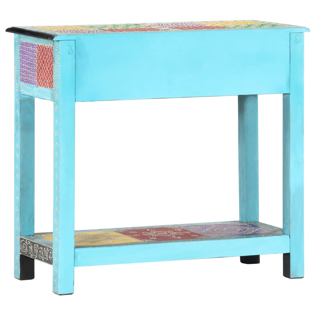 Mesa Consola Pintada A Mano Madera Maciza De Mango 80x35x75 Cm_2