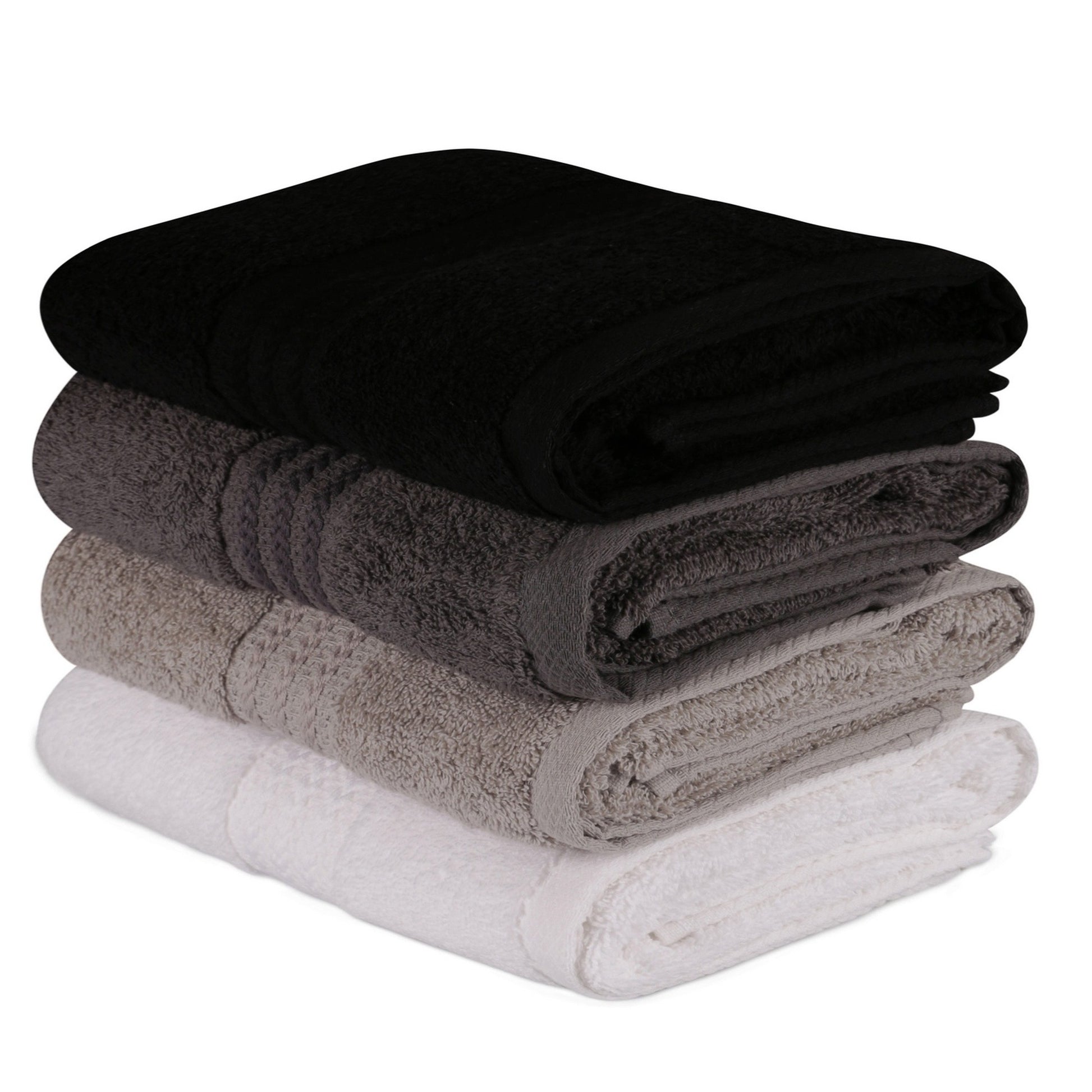 Juego De Toallas De Mano (4 Piezas) Blanco, Gris, Gris Oscuro Y Negro