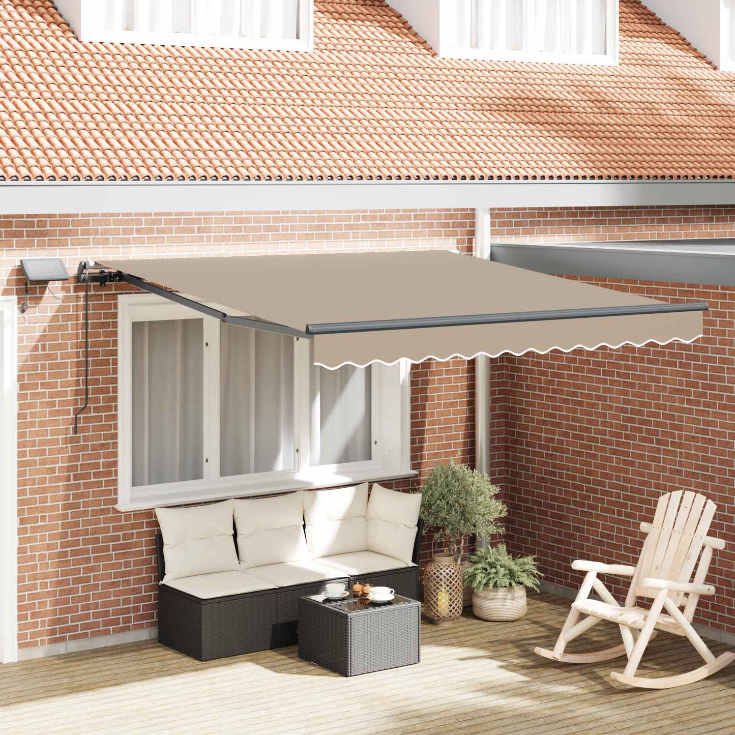 Toldo Retráctil Beige 300 X 250 Cm Tela Y Aluminio_1