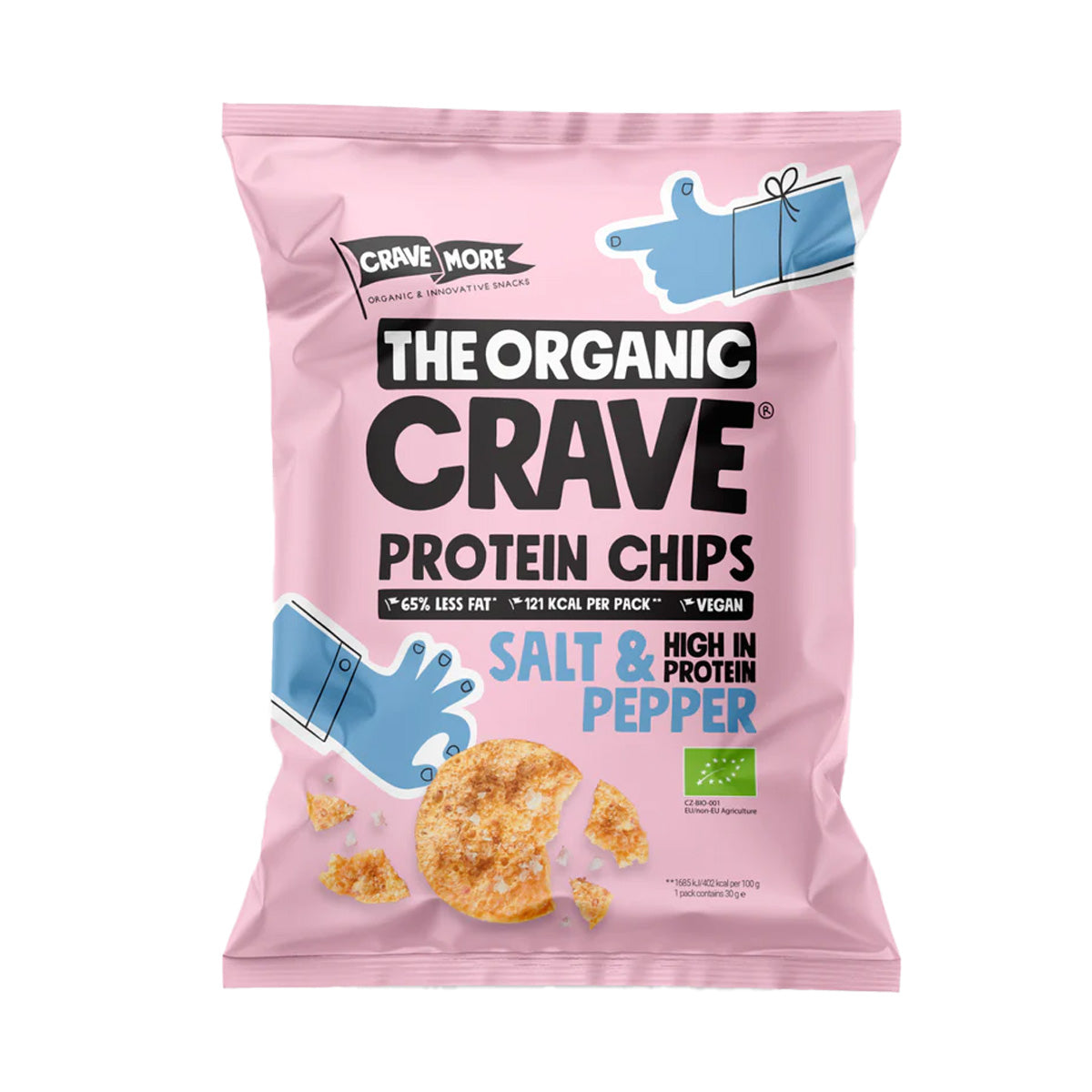 Chips Proteicos de Lentejas Salt & Pepper, The Organic Crave, 75 g
