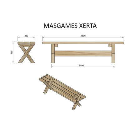 Banco De Madera Masgames Xerta 180 Cm.