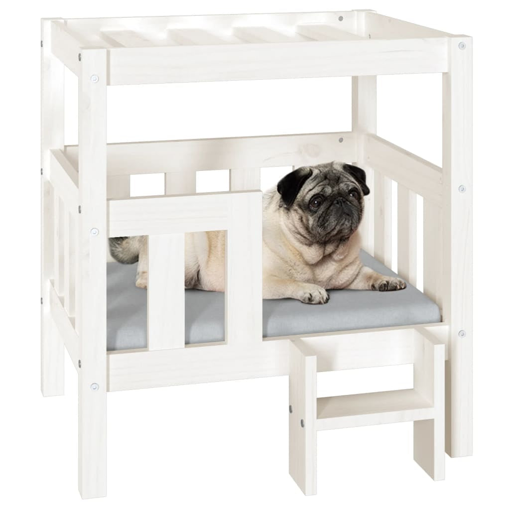 Vidaxl Cama Para Perros Madera Maciza De Pino Blanco 65,5x50,5x70 Cm_3