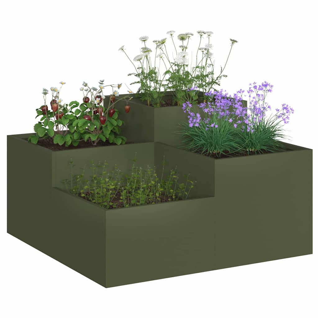 Maceta Para Jardín Verde Oliva 80 X 80 X 48 Cm Acero_2