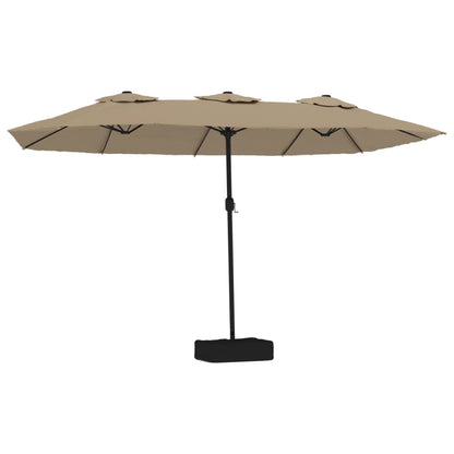 Vidaxl Sombrilla Doble De Jardín Con Luces Led Gris Taupe 449x265 Cm_0