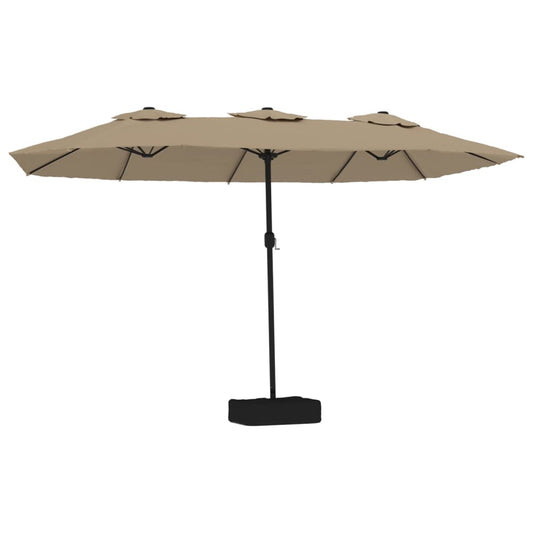 Vidaxl Sombrilla Doble De Jardín Con Luces Led Gris Taupe 449x265 Cm_0