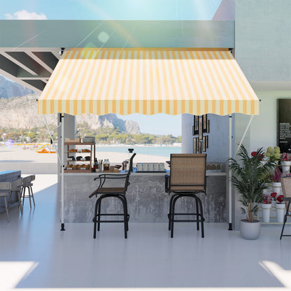 Outsunny Toldo Manual Retráctil 300x150x170-280 Cm Con Altura Ajustable Naranja_1