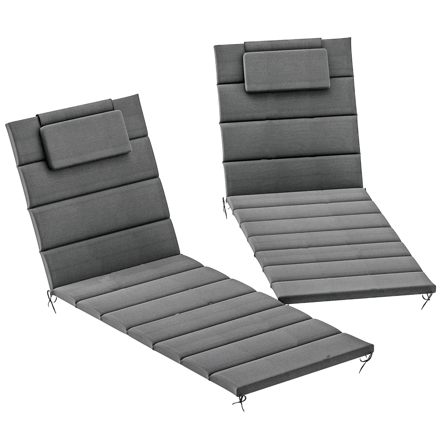 Outsunny Pack 2 Cojines Para Tumbonas Plegables 203x66x3 Cm Con Reposacabezas_0