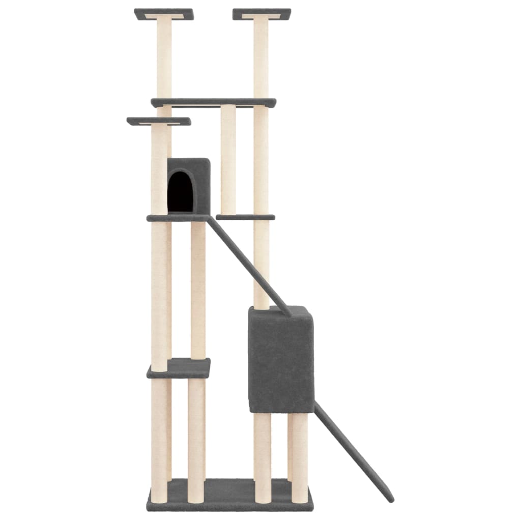 Rascador Para Gatos Con Postes De Sisal Gris Oscuro 190 Cm_3