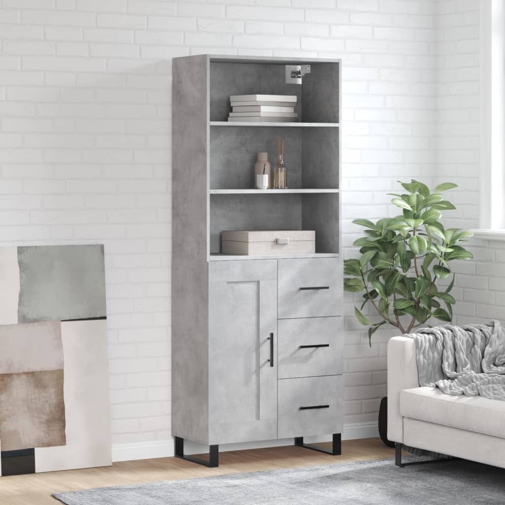Aparador Alto Madera Contrachapada Gris Hormigón 69,5x34x180 Cm_0