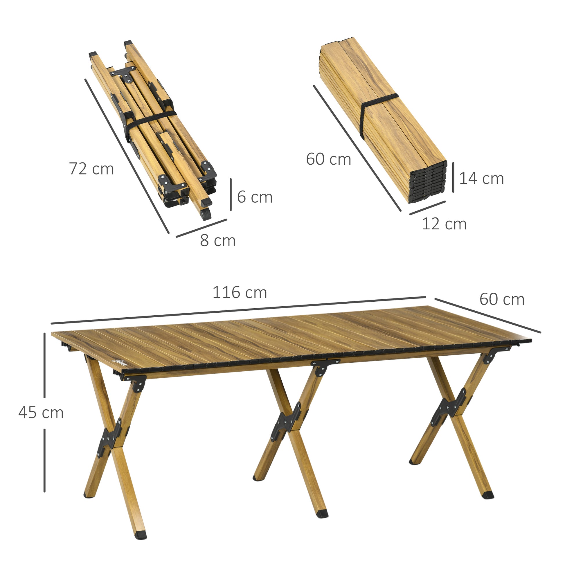 Outsunny Mesa De Camping Plegable De Aluminio 116x60x45cm Con Bolsa De Trasporte_2
