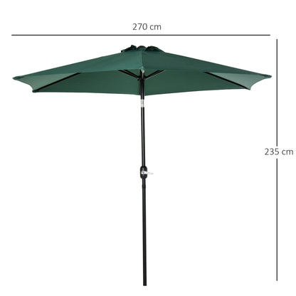 Outsunny Sombrilla De Jardín Ø260x235cm Reclinable Con Manivela 6 Varillas Verde_2