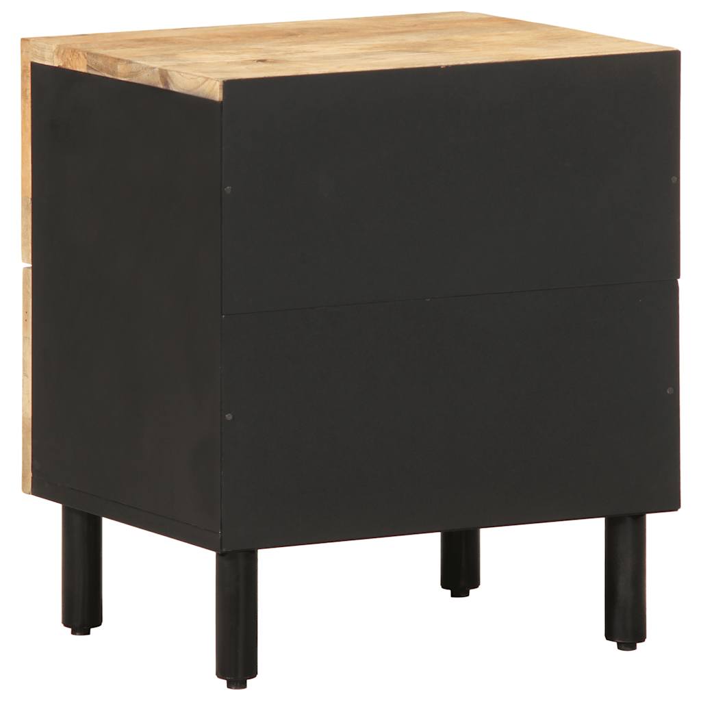 Mesita De Noche Madera Maciza Mango Rugosa Negro 40x33,5x46 Cm_3