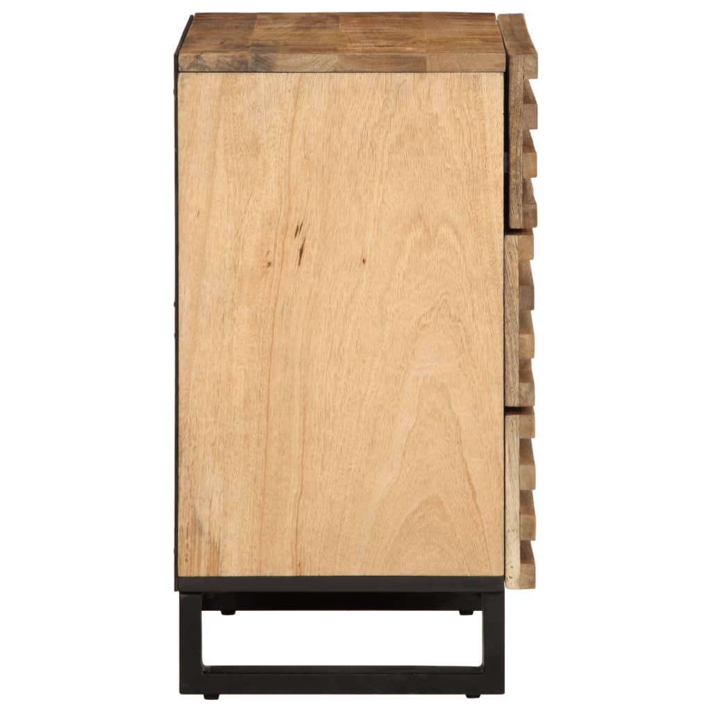 Mesita De Noche De Madera Maciza De Mango Rugosa 50x34x62 Cm_2