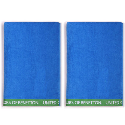 Set 2 Toalla De Playa 90x160cm 380gsm Velour 100%algodon Azul Casa Benetton