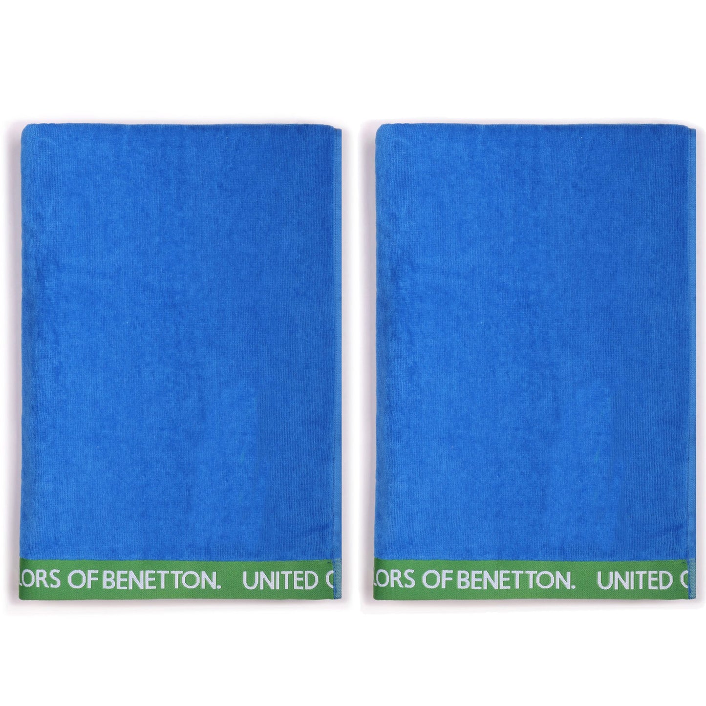 Set 2 Toalla De Playa 90x160cm 380gsm Velour 100%algodon Azul Casa Benetton_0