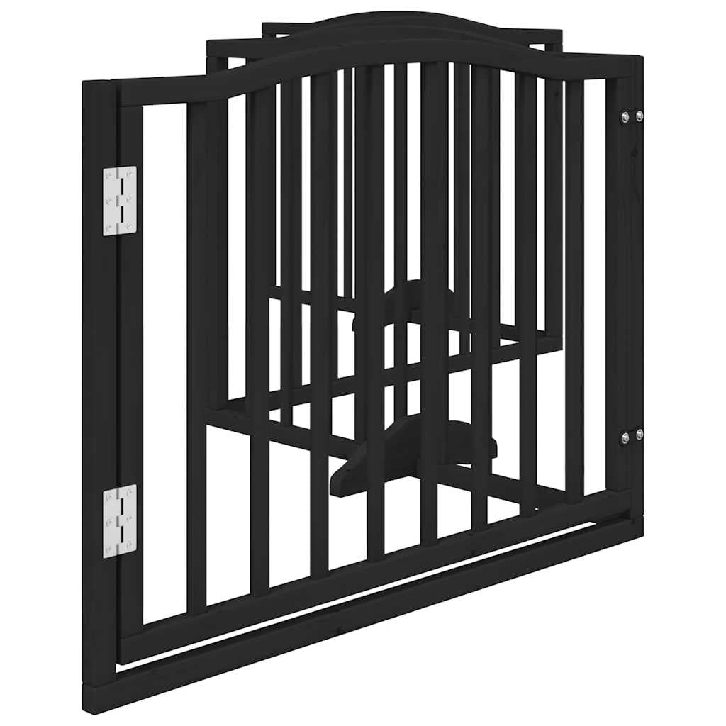 Vidaxl Puerta Para Perros Con Puerta Plegable De 4 Paneles, Color Negro, 320 Cm, Madera De Álamo_4