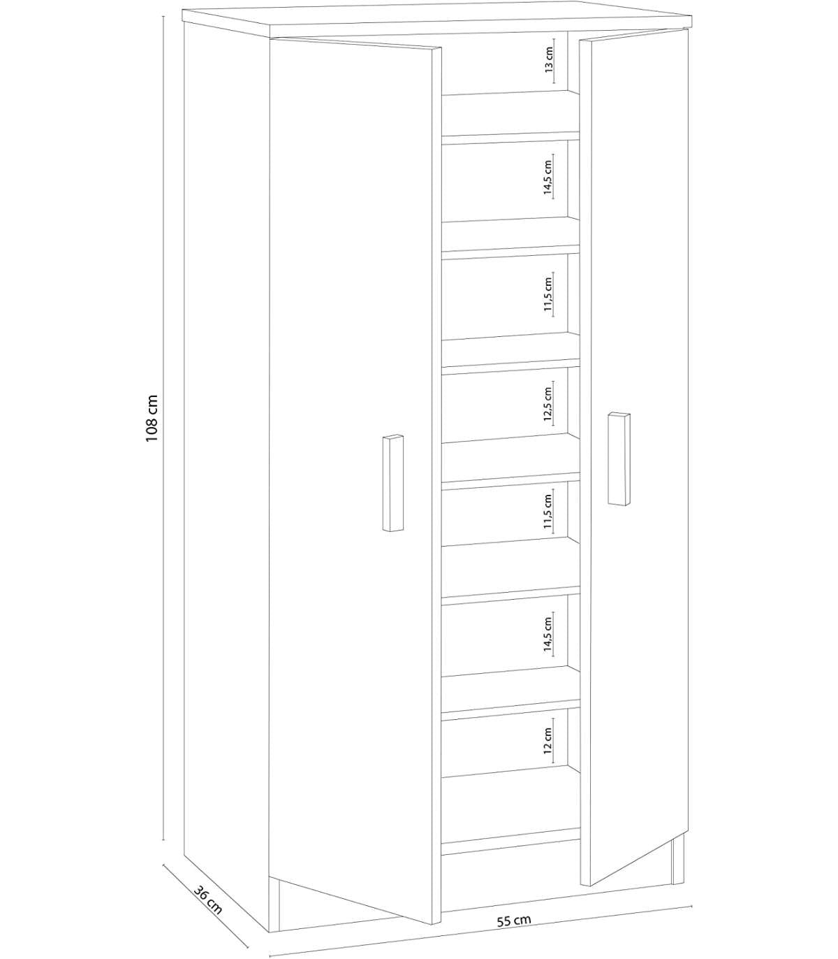 Armario Multiusos 2 Puertas Sfera En Blanco 55 Cm(ancho) 108 Cm(altura) 35 Cm(fondo)_3