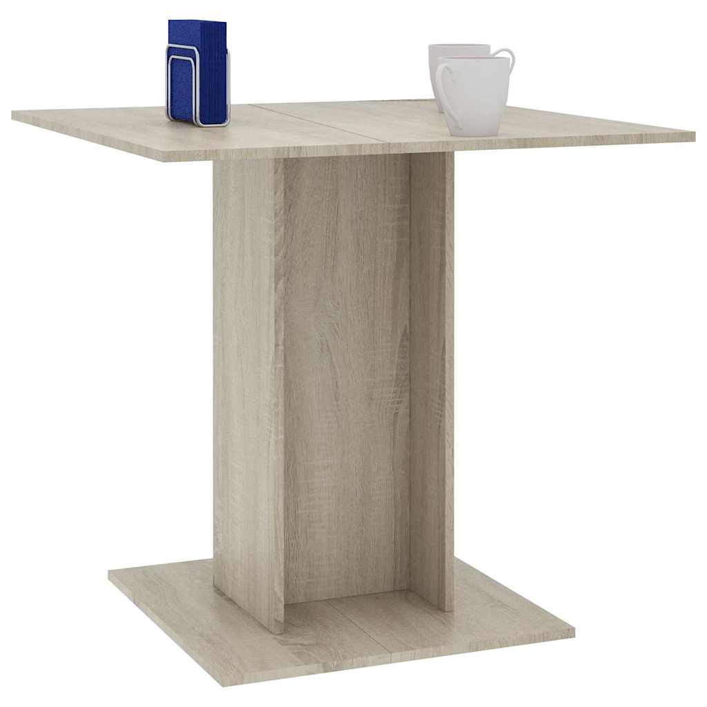 Mesa De Comedor De Madera Contrachapada Color Roble 80x80x75 Cm_3