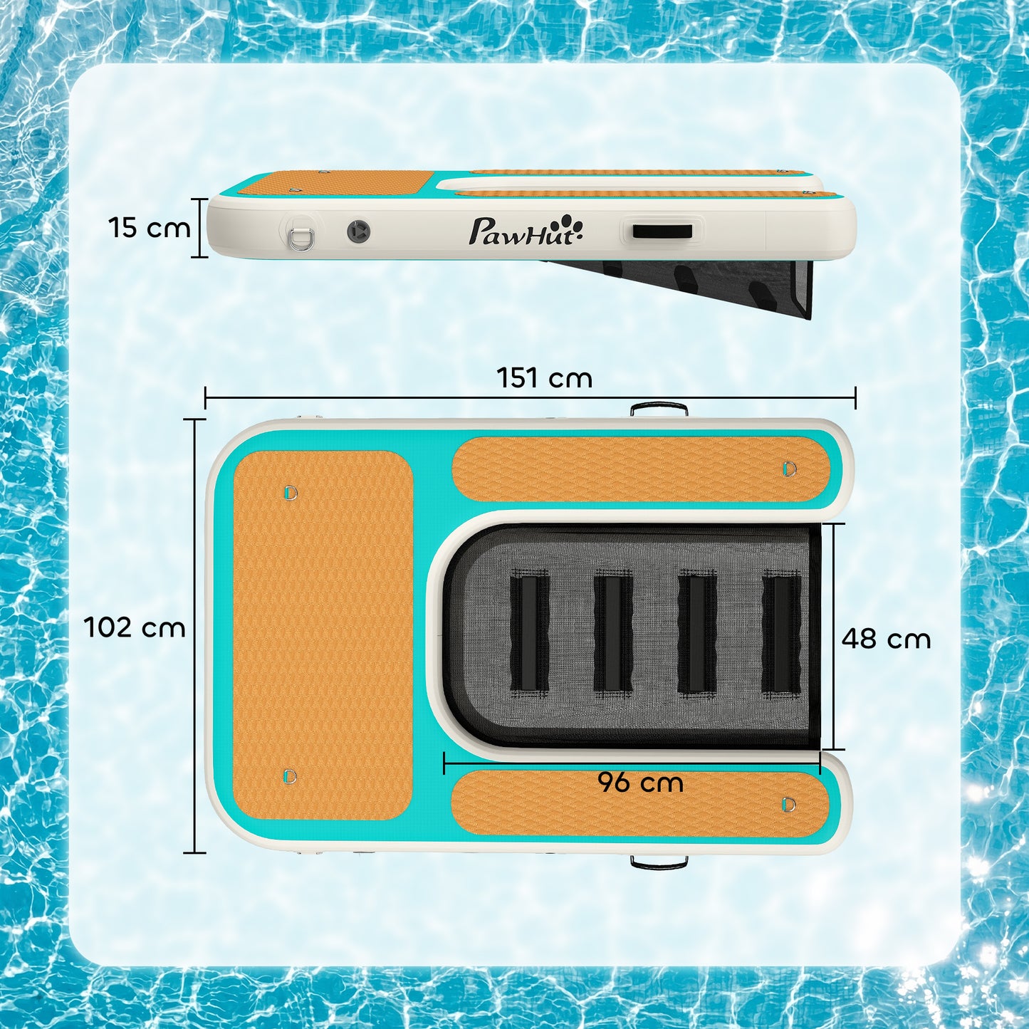 Pawhut Rampa De Agua Hinchable Para Perros Para Piscina Barcos Lagos 151x102 Cm_2