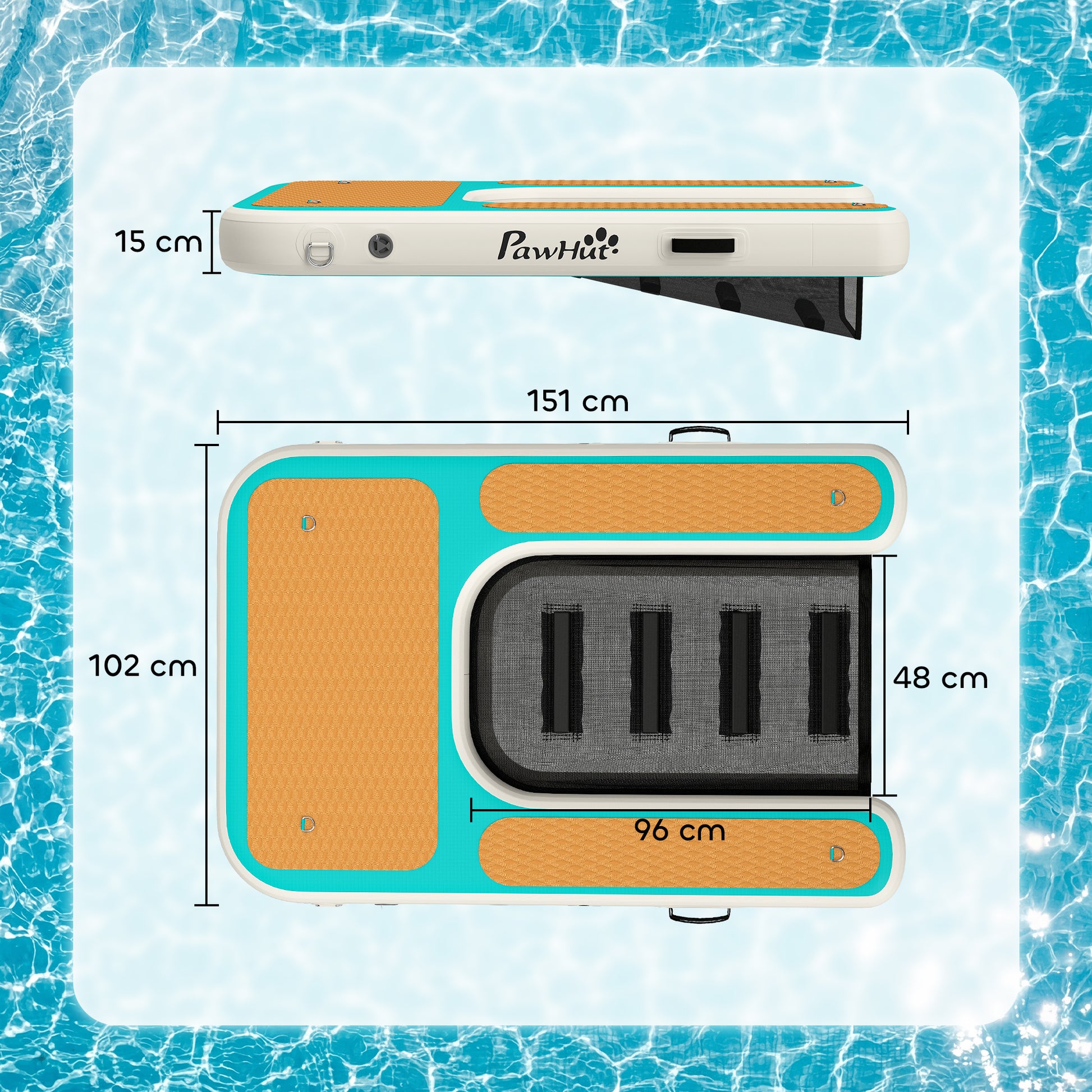 Pawhut Rampa De Agua Hinchable Para Perros Para Piscina Barcos Lagos 151x102 Cm_2
